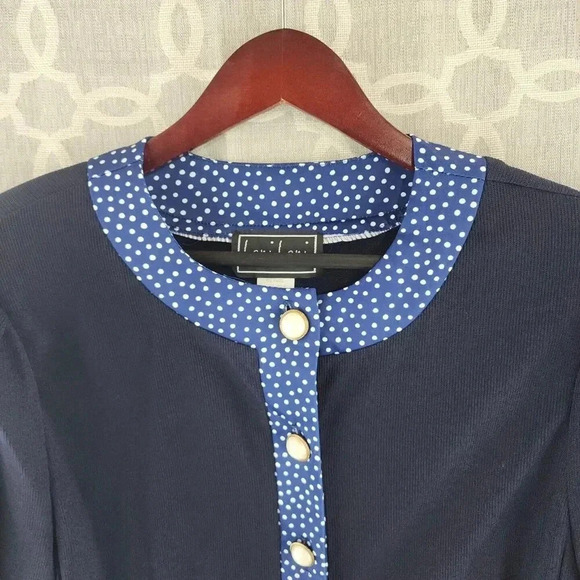 Vintage Leni Leni Made In USA Button Up Long Sleeve Polka dot Women's Blazer 14 - Picture 3 of 11